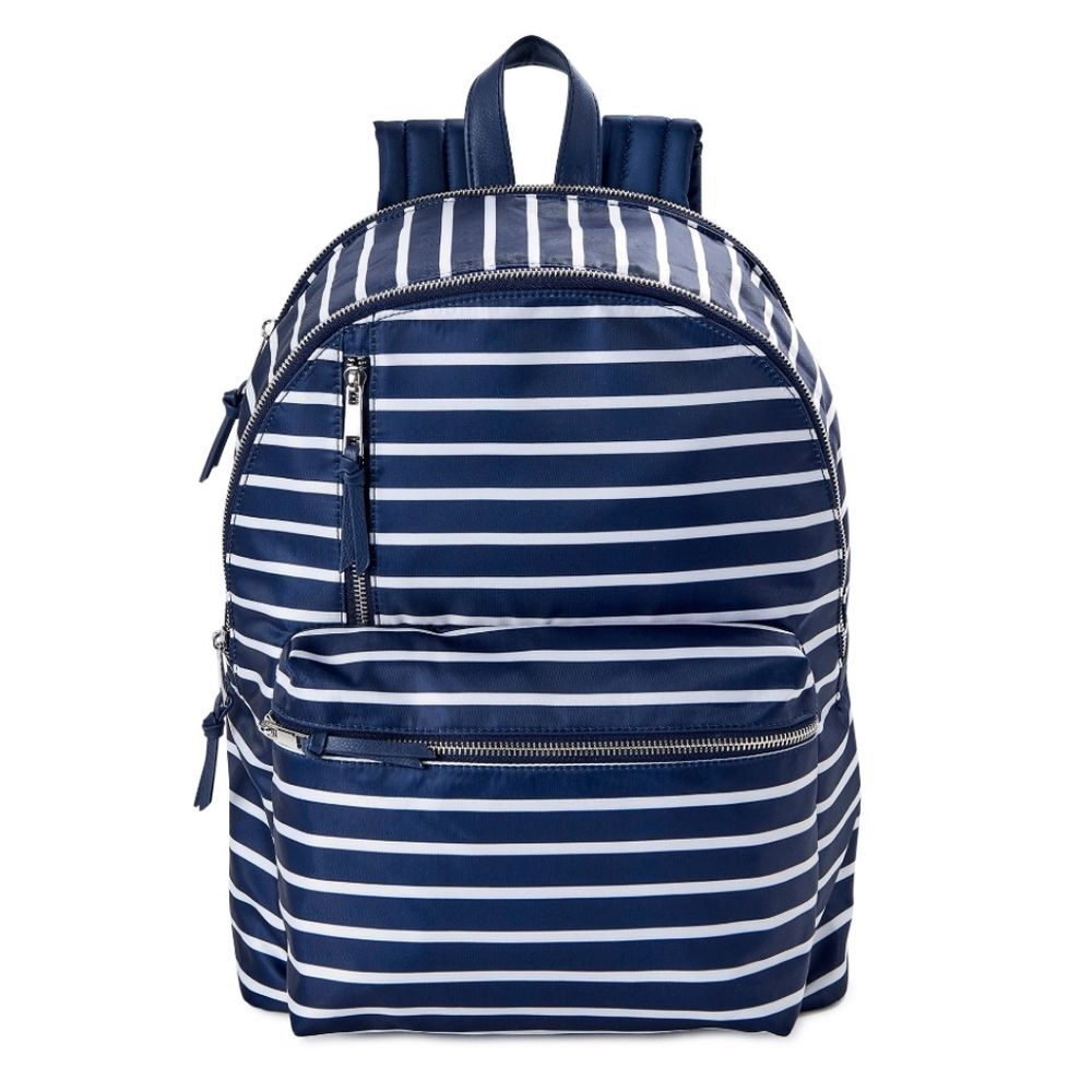 No Boundaries Women's Dome Zip Backpack, Dark Navy Stripe